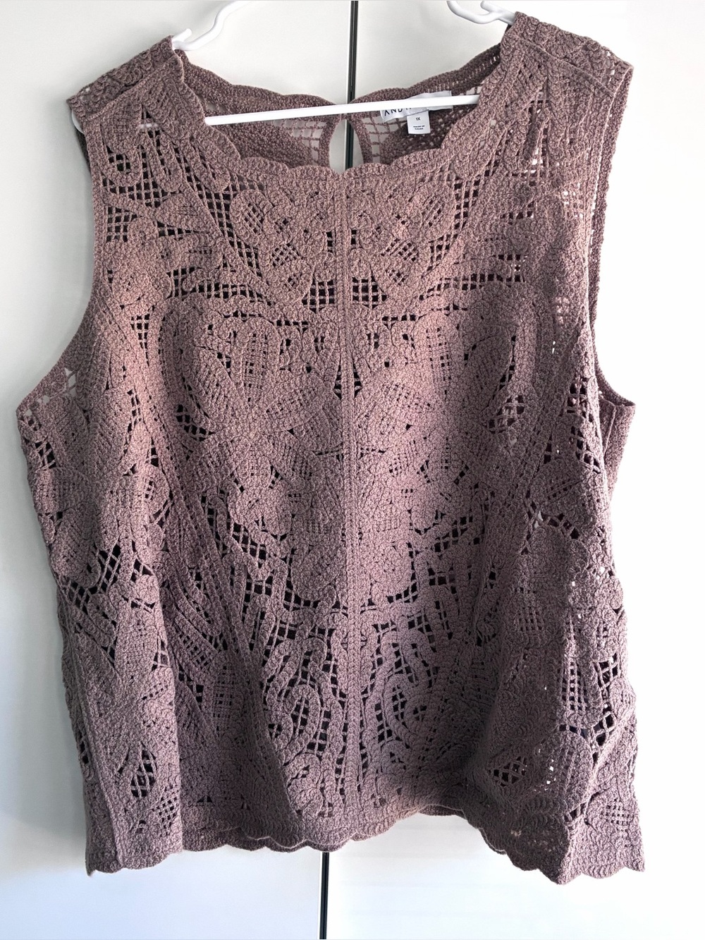 Ann Taylor Sleeveless Crochet Knit Top - Mauve